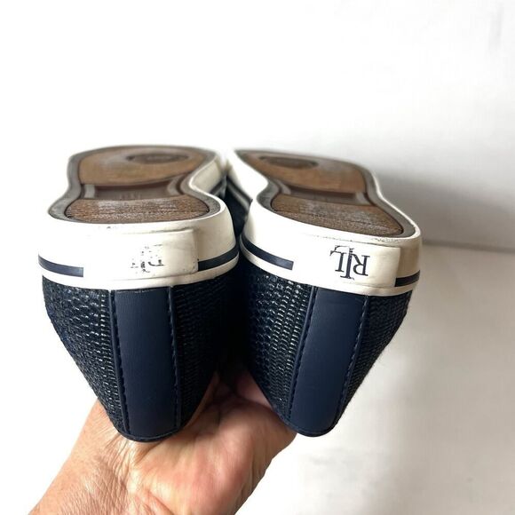 Lauren Ralph Lauren Womens Sz 10B Slip On Flats Casual Shoes Navy Blue Synthetic - Picture 8 of 11
